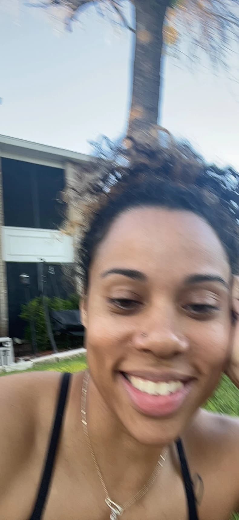 Facetime screenshot of Eva smiling in the afterglow